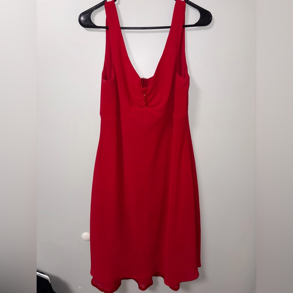 Scarlett red y2k‎ vtg mini Dress sleeveless sequins v neck party glam womens 14